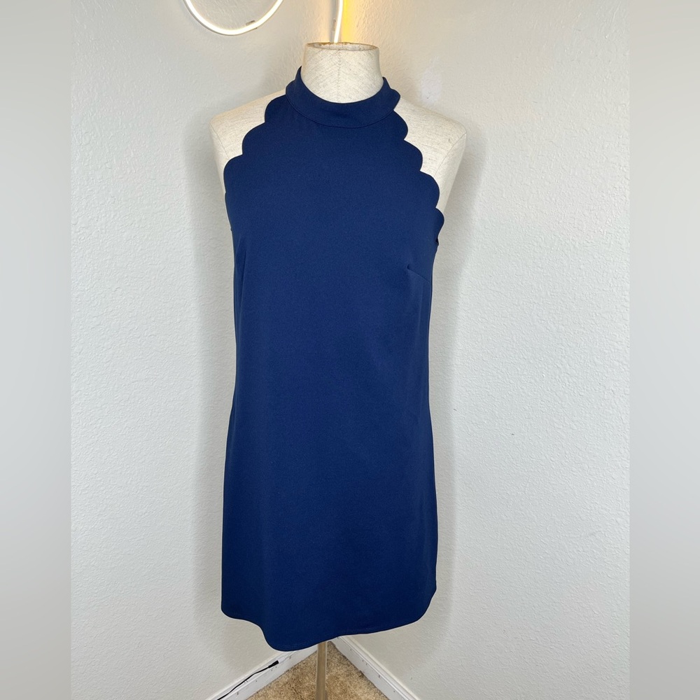 Navy Scalloped Dress - Size Medium